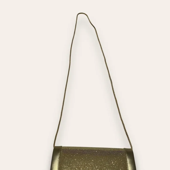 Y2K Gold Metallic Structured Bag Evening Going Out Magnetic - Picture 3 of 6